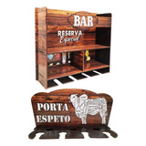 Kit Adega Barzinho E Porta Espeto Churrasco Decoração Parede