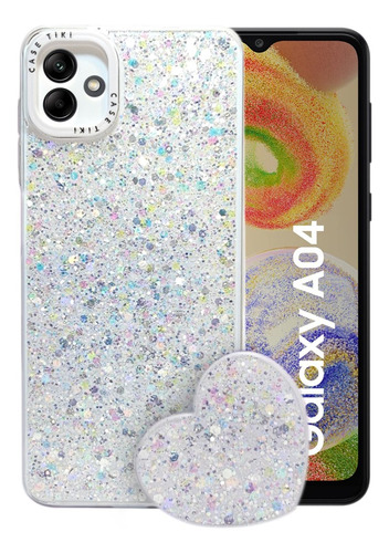 Carcasa Para Samsung A05 Glitter Pop Socket 