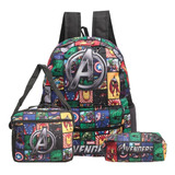 Mochila Escola Avengers Hq Marvel Costa Kit Lancheira+estojo