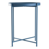 Mesa Lateral Auxiliar Metal Azul 38x50cm