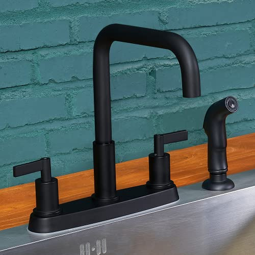 Grifo Cocina Con Rociador, Negro Mate, Acero Inoxidable,