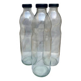 Botella X 4 Unid De Vidrio Con Tapa 1 Litro Jugo Agua