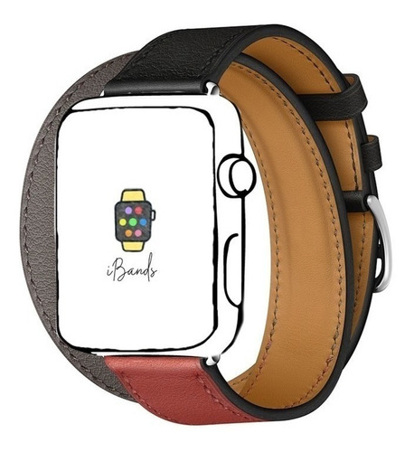 Pulseira Ibands Couro Legítimo Double Tour Para Apple Watch