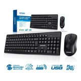 Kit Teclado +  Mouse Wireless Sem Fio Multimídia Bk-s1000m