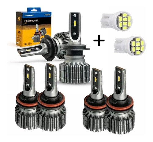 Kit 6 Lâmpadas Ultra Led Farol Alto Baixo Milha 6000k 80w