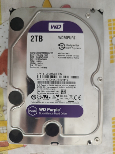 Disco Rígido Western Digital Purple 2 Tb Poco Uso