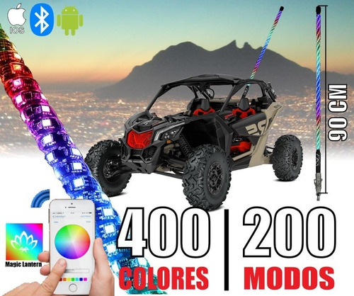 Antena Led 90cm Ind Rgb Espiral Rzr Can Am Polaris 4x4