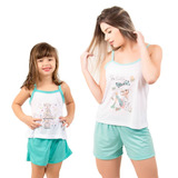 Kit 2 Pijama Feminino Conjunto Mãe Filha Infantil Baby Doll