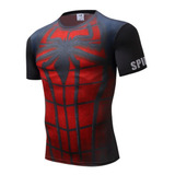 Polera De Compresión Primera Capa Hombre Araña Rojo-gris