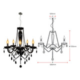 Lustre Candelabro Vidro Clássico Baronesa 5 Braços Cor Preto 110v/220v