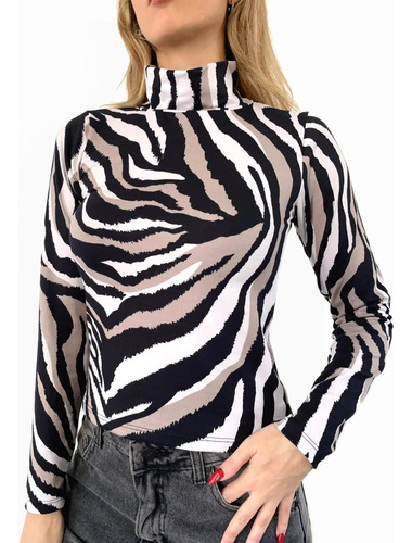 Camiseta Polera Modal Animal Print Mujer Tendencia 