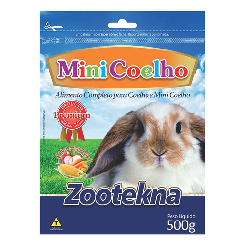 Ração Zootekna Mini Coelhos E Coelhos Pet Valle - 500g