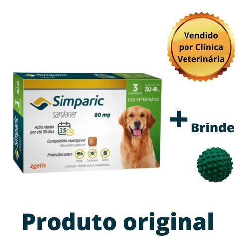 Simparic Cães De 20,1 A 40 Kg + Brinde