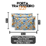 Porta Travesseiro 180 Fios Algodão 2 Peças Toque Macio Cor Rosê Izzy - Floral - Florido - Flores - Estampa - Azul - Claro - Jardim - Feminino