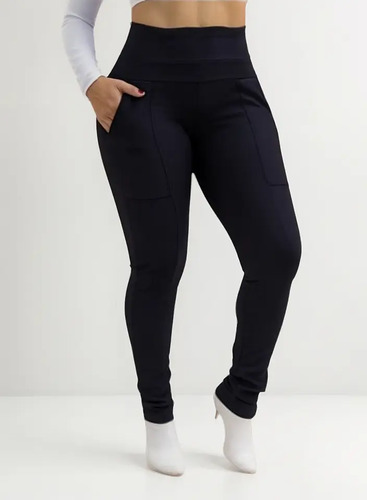 Calça Montaria Gorgurão Legging Feminina Leg Canelada Bolsos | Parcelamento sem juros