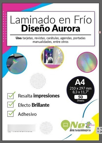 Laminado En Frío Modelo Aurora A4 Pack 50 Hojas