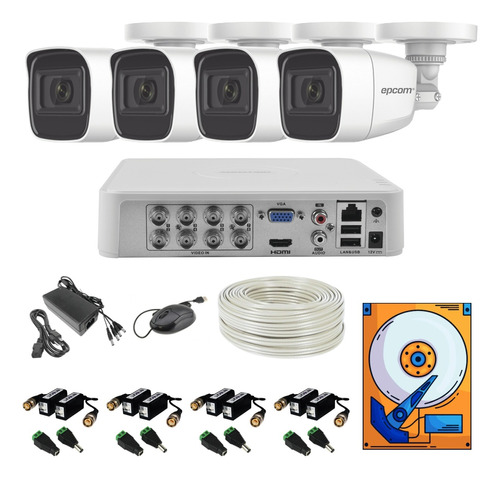 Kit 8ch 4 1080p Epcom Audio Metal 100mts Utp 500gb