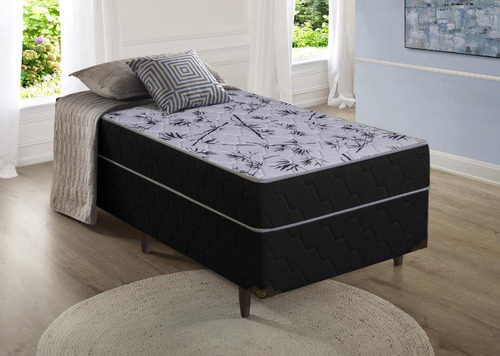 Cama Box D26 Suiça Solteiro Molas Ensacadas 88x188x60 Preto