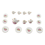 Juego De Té De Porcelana De 15 Piezas Dollhouse Miniature Fo