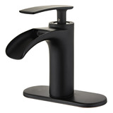 Wovier Grifo De Lavabo De Baño En Cascada Negro Mate Con Pla