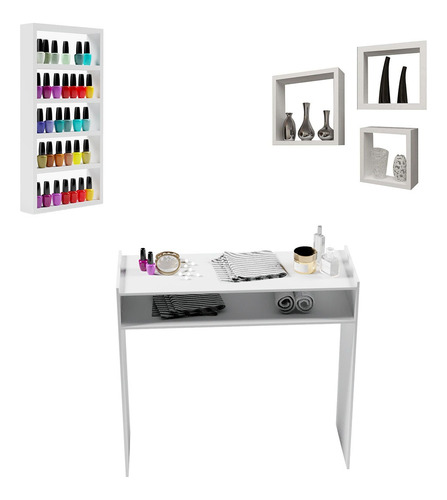 Mesa Manicure Pro + Expositor + 3 Nichos Envio Imediato Mdf