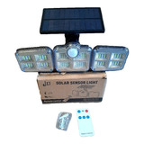 Foco Solar Led 3 Cabezas Giratorias Con Sensor Y Control