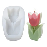 Molde De Silicón, Tulipán Con Tallo, Flor, Vela, Jabón