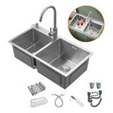 Escurridor + Fregadero Acero Inox 2 Tinas Anti-ruido Cocina