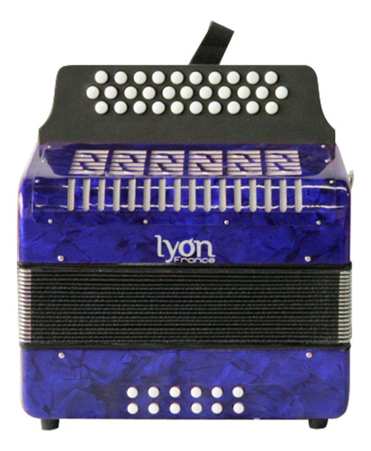 Acordeon Lyon France L3012bl Boton Vallenato Azul