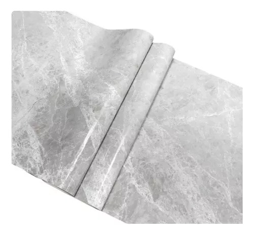 Papel Tapiz Impermeable Adhesivo Baño Cocina Marmol Gris