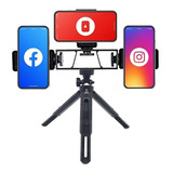 Tripé 3 Celulares Completo - Live Youtube Facebook Instagram