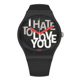 Reloj Swatch Hate 2 Love Suob185 Color De La Correa Negro