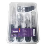 Set De 25 Cubiertos + Cubiertero Plastico Pratika Simonaggio