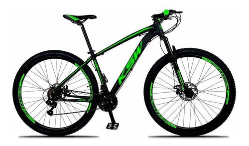 Bicicleta Aro 29 Ksw 27 Velociddes - Freio Hidraulico Cor Preto/verde Tamanho Do Quadro 15