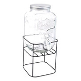 Frasco Dispenser Canilla Con Soporte Vidrio 5 Litros Jugos