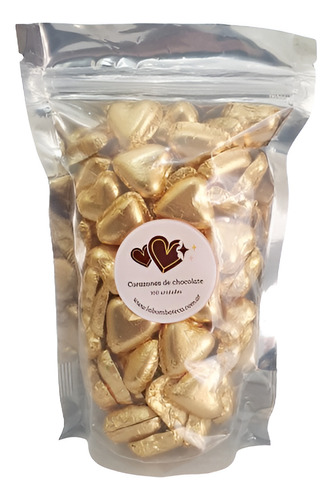 100 Corazones De Chocolate Mini Dorado Souvenir Candy Bar