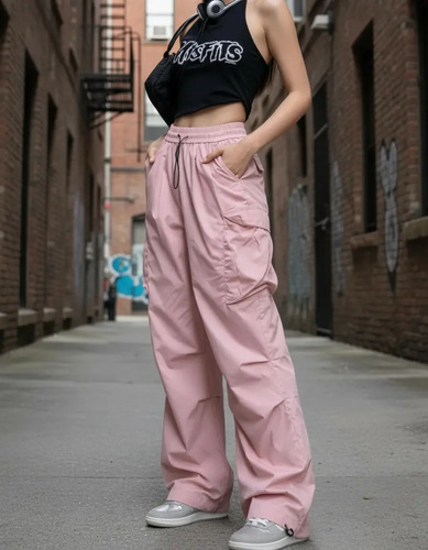 Elástico Pantalones Cargo Joggers Tiro Alto De Mujer Casual | MercadoLibre