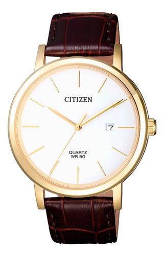 Relógio Citizen Pulseira Couro Dourado Masculino Tz20699b