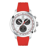 Reloj Hombre Tissot T114.417.17.037.02 Prc 200 Correa Rojo Bisel Plateado Fondo Blanco