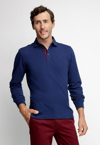 Polera Hombre Polo Manga Larga Azul Marino Fw.23 Ferouch