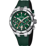 Reloj Festina Chrono Bike F20671/2 100m Hombre Liniers Malla Verde Bisel Plateado Fondo Verde