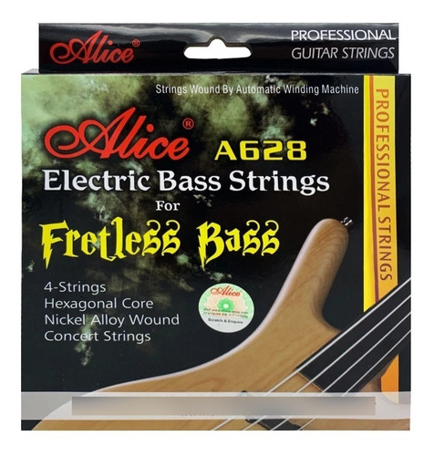 Encordoamento Baixo Flatwound Fretless 045 Cordas Alice 