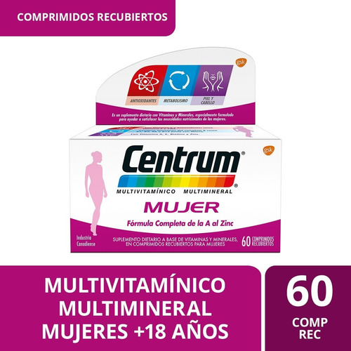 Centrum Mujer X 60 Comprimidos Formula De La A Al Zinc