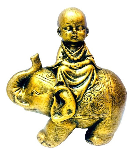 Estátua Decoração Buda Monge Tibetano Budista Elefante Sorte