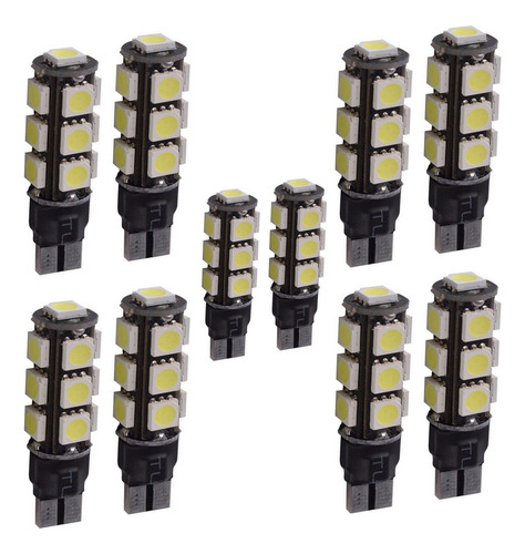 Kit 10 Lampadas T10 Strobo 13 Leds 2 Funçoes Automotivo