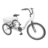 Triciclo Bicicleta 3 Rodas Deluxe Alumínio Aro 26 Prata