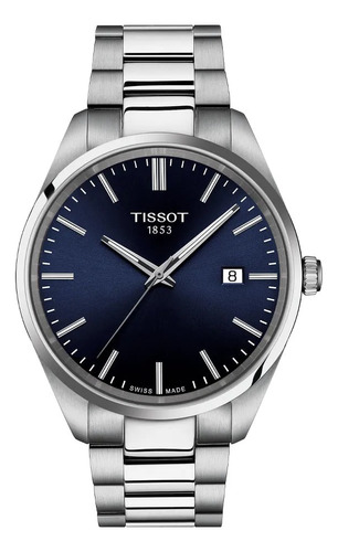 Reloj Tissot 1504101104100 Pr 100 40mm Color De La Malla Plateado Color Del Bisel Plateado Color Del Fondo Azul