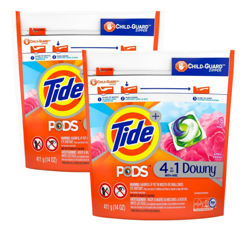 Tide Detergente Capsulas Pods Downy 15 Ct Pack X2