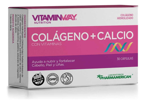 Colageno Hidrolizado + Calcio Vitamin Way - 30 Capsulas Sabor Ninguno