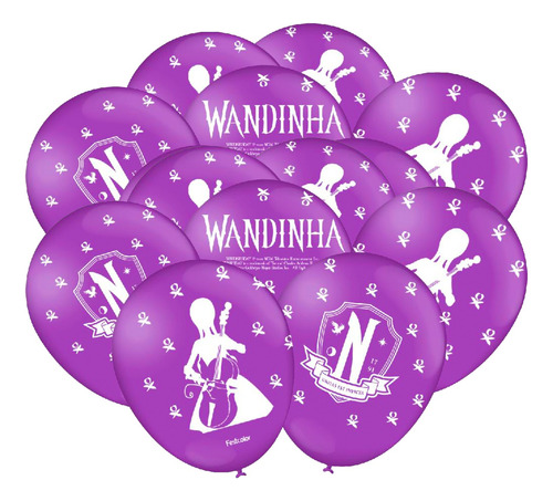 25 Bexigas Balão N9 Decoração Wandinha Festa Aniversário